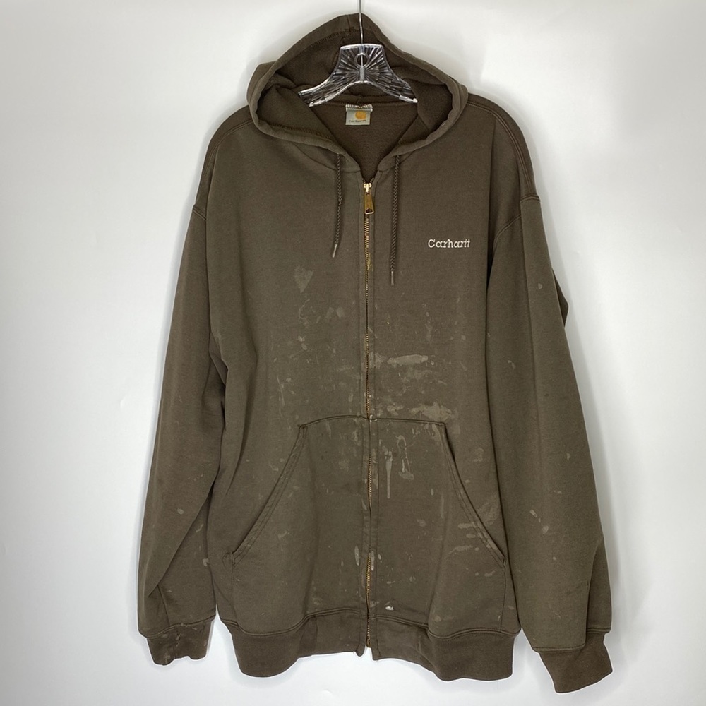 Vintage Carhartt Brown Hooded Full Zip Sweatshirt XXL